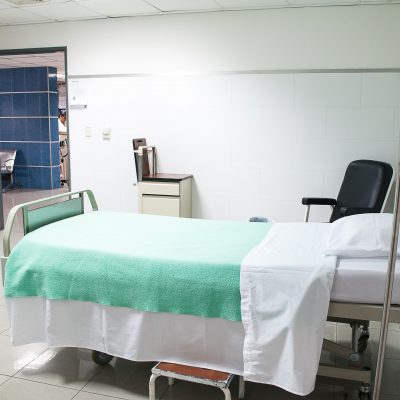A medical bed in a healthcare center