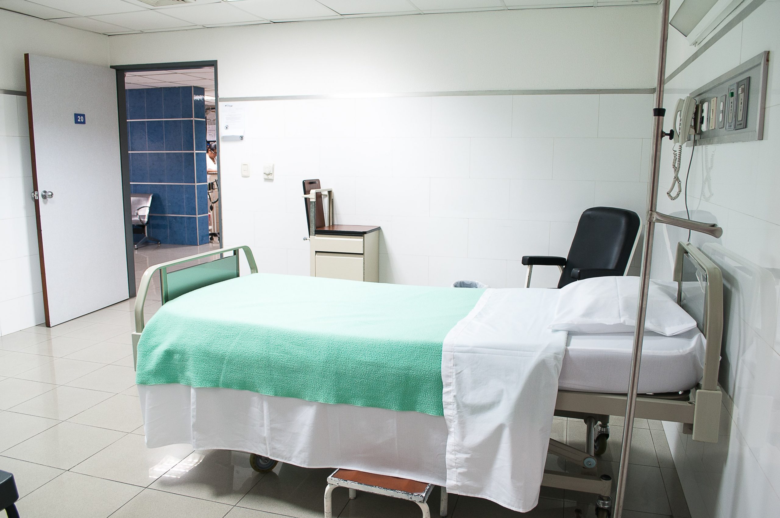 A medical bed in a healthcare center